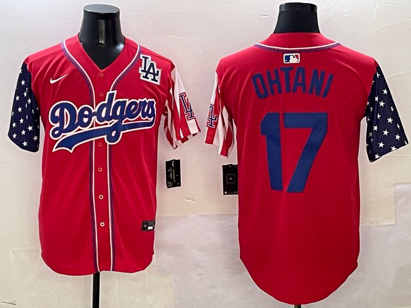 Men Los Angeles Dodgers #17 Ohtani Red a generation of national flags Joint name 2025 Nike MLB Jersey style 22->los angeles dodgers->MLB Jersey